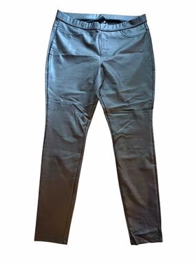HUE Brown Faux Leather Waistband Leggings
